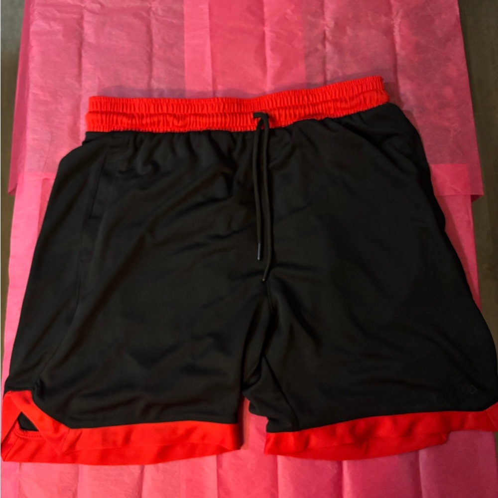 Athletic Black and Red Shorts with Relaxed Fit